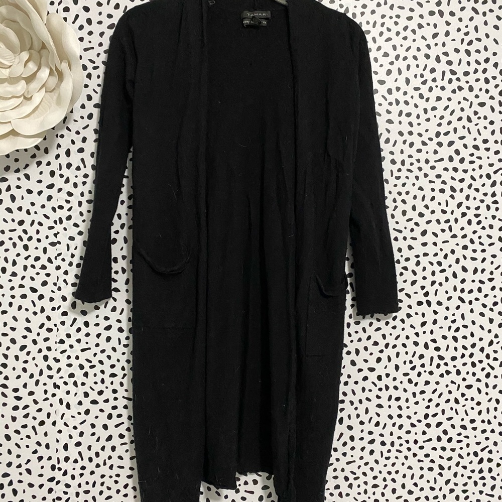 Long black wool sweater